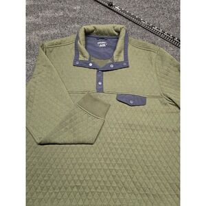 Untuckit Men's Quarter Button Pullover Sweatshirt Cotton Green Blue XXL